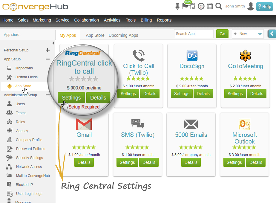 RingCentral Integrated ConvergeHub