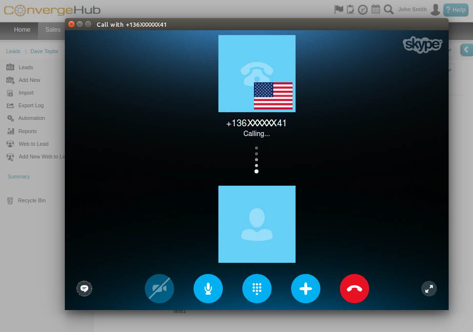 Skype Call Through ConvergeHub CRM 