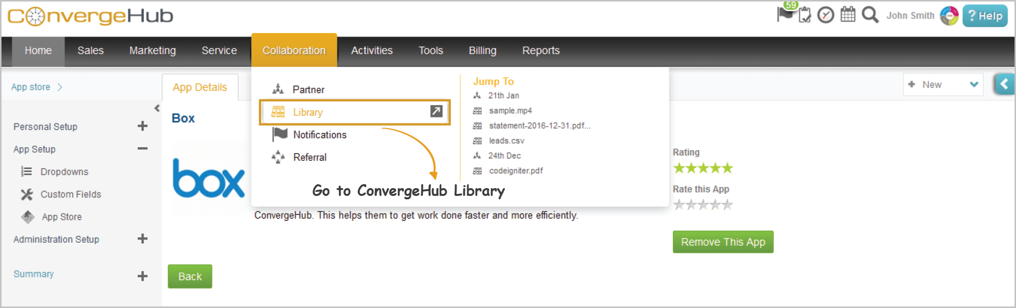 Go to ConvergeHub Library under Collaboration module